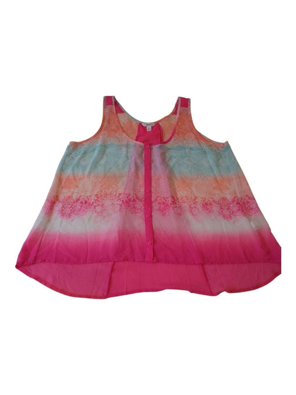 Candie's Women's Pink Tank Top Size M High-Low Hem - Picture 2 of 8